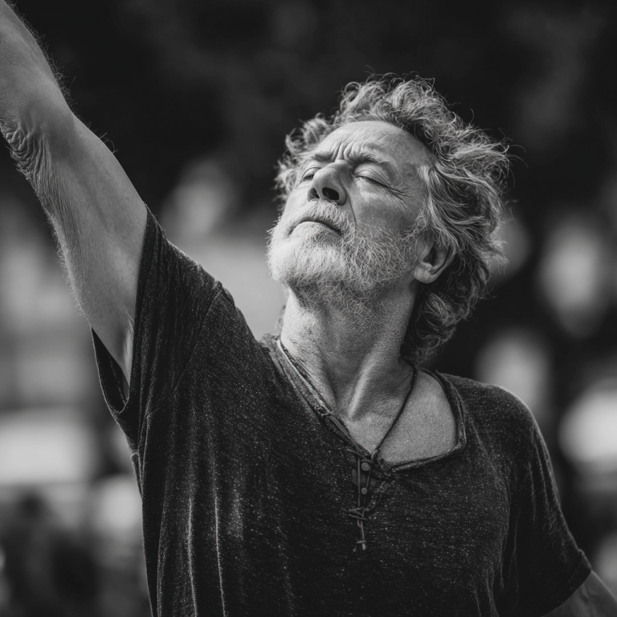 Літня жінка практикує йогу у спокійному середовищі